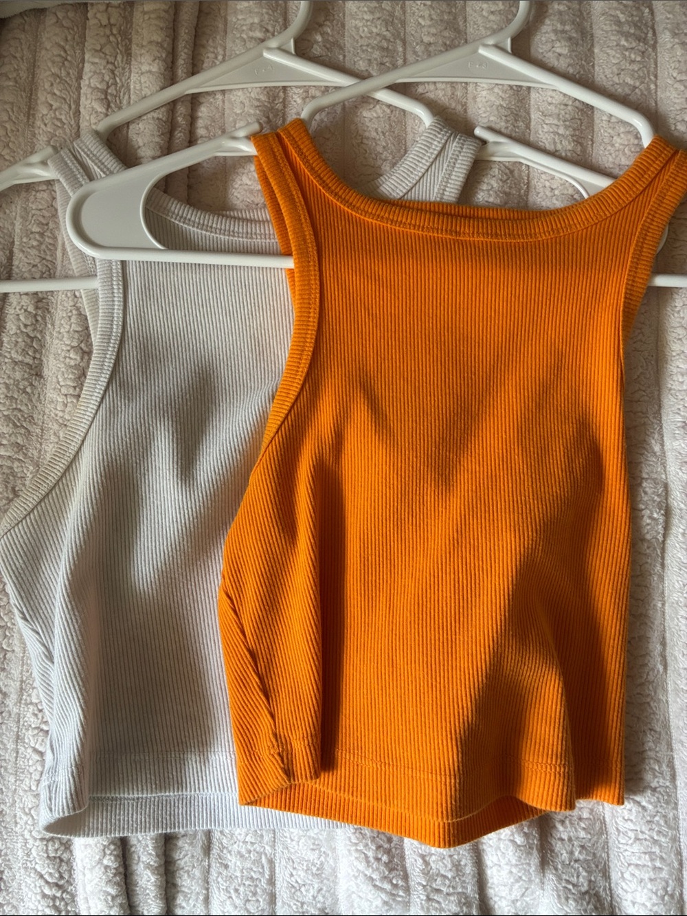 Ribbed Tank Top - Orange & Light Gray